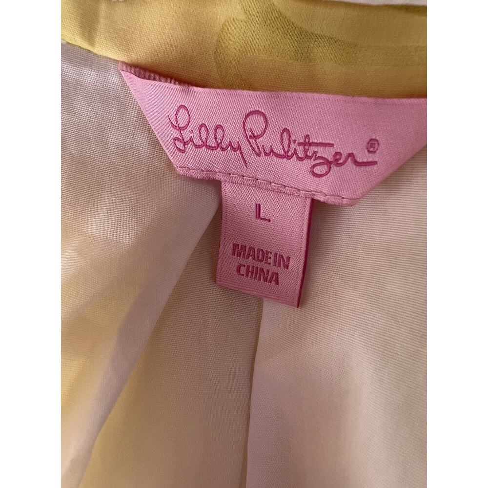Lilly Pulitzer Hotty Pink Burnout Combo Sully colorblock flower Dress L A000262 - Picture 10 of 10